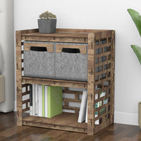 Thumbnail for Brickwall Bedside Table Nightstand 2 Drawers [2 SMALL GRAY BINS]