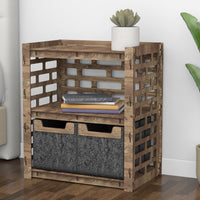 Thumbnail for Brickwall Bedside Table Nightstand 2 Drawers [2 SMALL BLACK BINS]