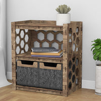 Thumbnail for Honeycomb Bedside Table Nightstand 2 Drawers [2 SMALL BLACK BINS]