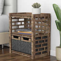 Thumbnail for Brickwall Bedside Table Nightstand 2 Drawers [2 SMALL BLACK BINS]