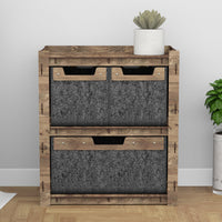 Thumbnail for Honeycomb Bedside Table Nightstand 3 Drawers [1L 2S BLACK BINS]