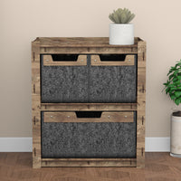 Thumbnail for Stones Bedside Table Nightstand 3 Drawers [1L 2S BLACK BINS]