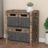 Thumbnail for Stones Bedside Table Nightstand 3 Drawers [1L 2S BLACK BINS]