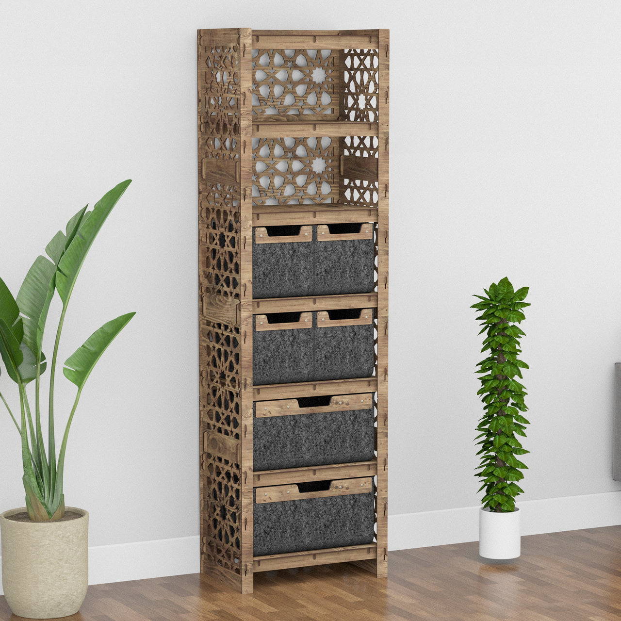 Arabic Tall 6 Drawer Storage Tower [2L 4S BLACK BINS]