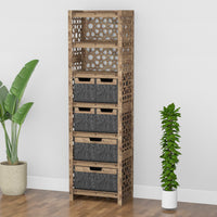 Thumbnail for Arabic Tall 6 Drawer Storage Tower [2L 4S BLACK BINS]