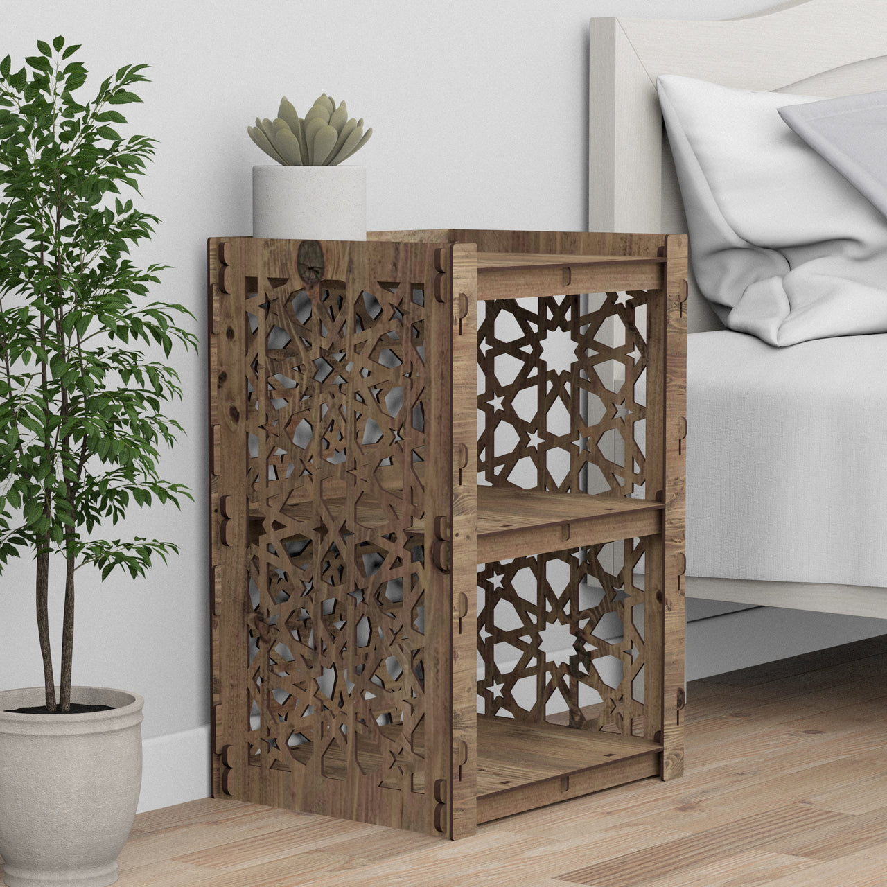 Arabic Nightstand 2 Drawers [2 GRAY BINS]