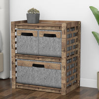 Thumbnail for Brickwall Bedside Table Nightstand 3 Drawers [1L 2S GRAY BINS]