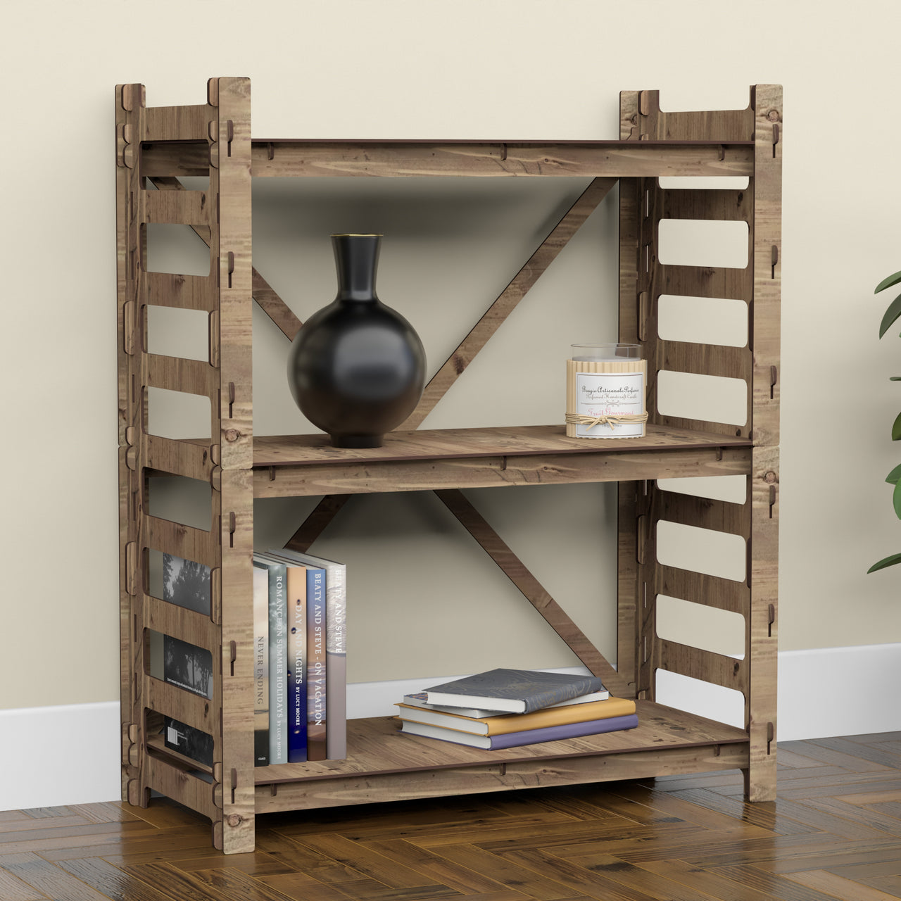 Ladder X 3-tier Bookshelf Bookcase Shelving Unit