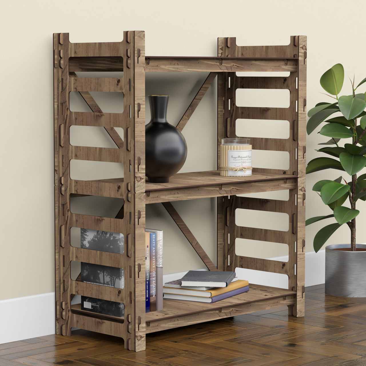 Ladder X 3-tier Bookshelf Bookcase Shelving Unit