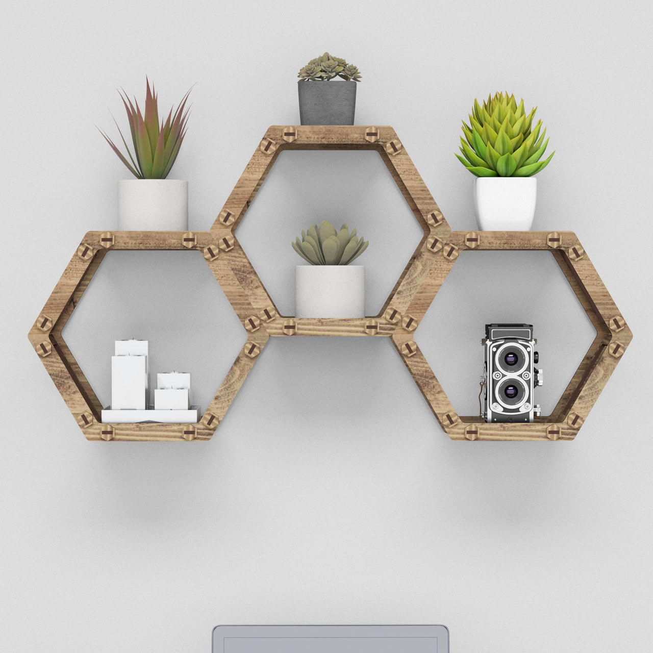 Hexagon Wall Shelves [3pcs set]