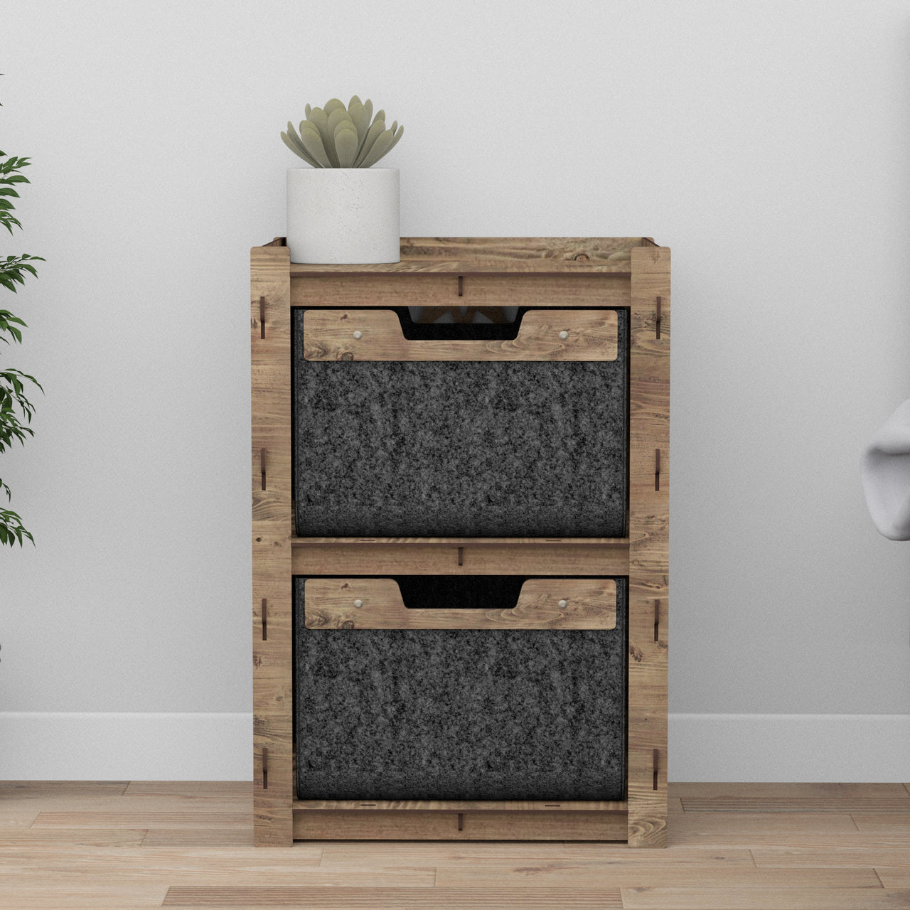 Arabic Bedside Table Nightstand 2 Drawers [2 BLACK BINS]