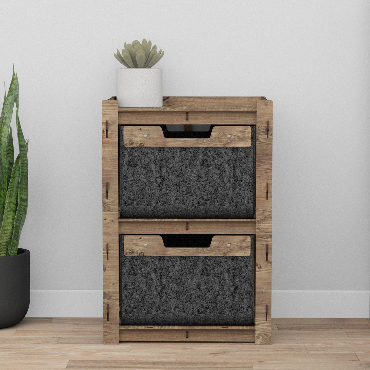 Honeycomb Bedside Table Nightstand 2 Drawers [2 BLACK BINS]