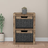 Thumbnail for Brickwall Bedside Table Nightstand 2 Drawers [2 BLACK BINS]