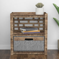 Thumbnail for Brickwall Bedside Table Nightstand 1 Drawer [1 LARGE GRAY BIN]