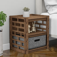 Thumbnail for Brickwall Small Bedside Table Nightstand 1 Drawer [1 LARGE GRAY BIN]