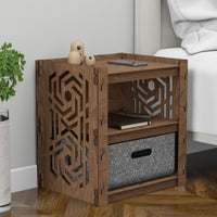 Thumbnail for Solar Small Bedside Table Nightstand 1 Drawer [1 LARGE GRAY BIN]