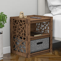 Thumbnail for Crystals Small Bedside Table Nightstand 1 Drawer [1 LARGE GRAY BIN]