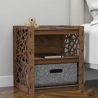 Thumbnail for Crystals Small Bedside Table Nightstand 1 Drawer [1 LARGE GRAY BIN]