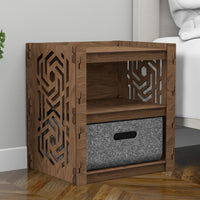 Thumbnail for Solar Small Bedside Table Nightstand 1 Drawer [1 LARGE GRAY BIN]