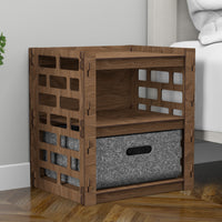 Thumbnail for Brickwall Small Bedside Table Nightstand 1 Drawer [1 LARGE GRAY BIN]