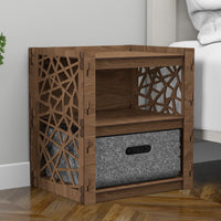 Thumbnail for Crystals Small Bedside Table Nightstand 1 Drawer [1 LARGE GRAY BIN]