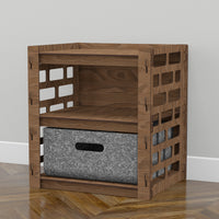 Thumbnail for Brickwall Small Bedside Table Nightstand 1 Drawer [1 LARGE GRAY BIN]