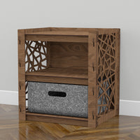 Thumbnail for Crystals Small Bedside Table Nightstand 1 Drawer [1 LARGE GRAY BIN]