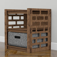 Thumbnail for Brickwall Small Bedside Table Nightstand 1 Drawer [1 LARGE GRAY BIN]