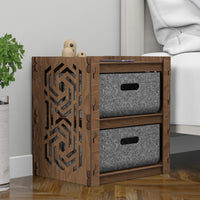 Thumbnail for Solar Small Bedside Table Nightstand 2 Drawer [2 LARGE GRAY BIN]