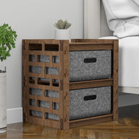 Thumbnail for Brickwall Small Bedside Table Nightstand 2 Drawer [2 LARGE GRAY BIN]