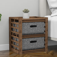 Thumbnail for Brickwall Small Bedside Table Nightstand 2 Drawer [2 LARGE GRAY BIN]