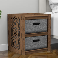 Thumbnail for Solar Small Bedside Table Nightstand 2 Drawer [2 LARGE GRAY BIN]