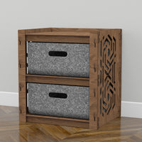 Thumbnail for Solar Small Bedside Table Nightstand 2 Drawer [2 LARGE GRAY BIN]