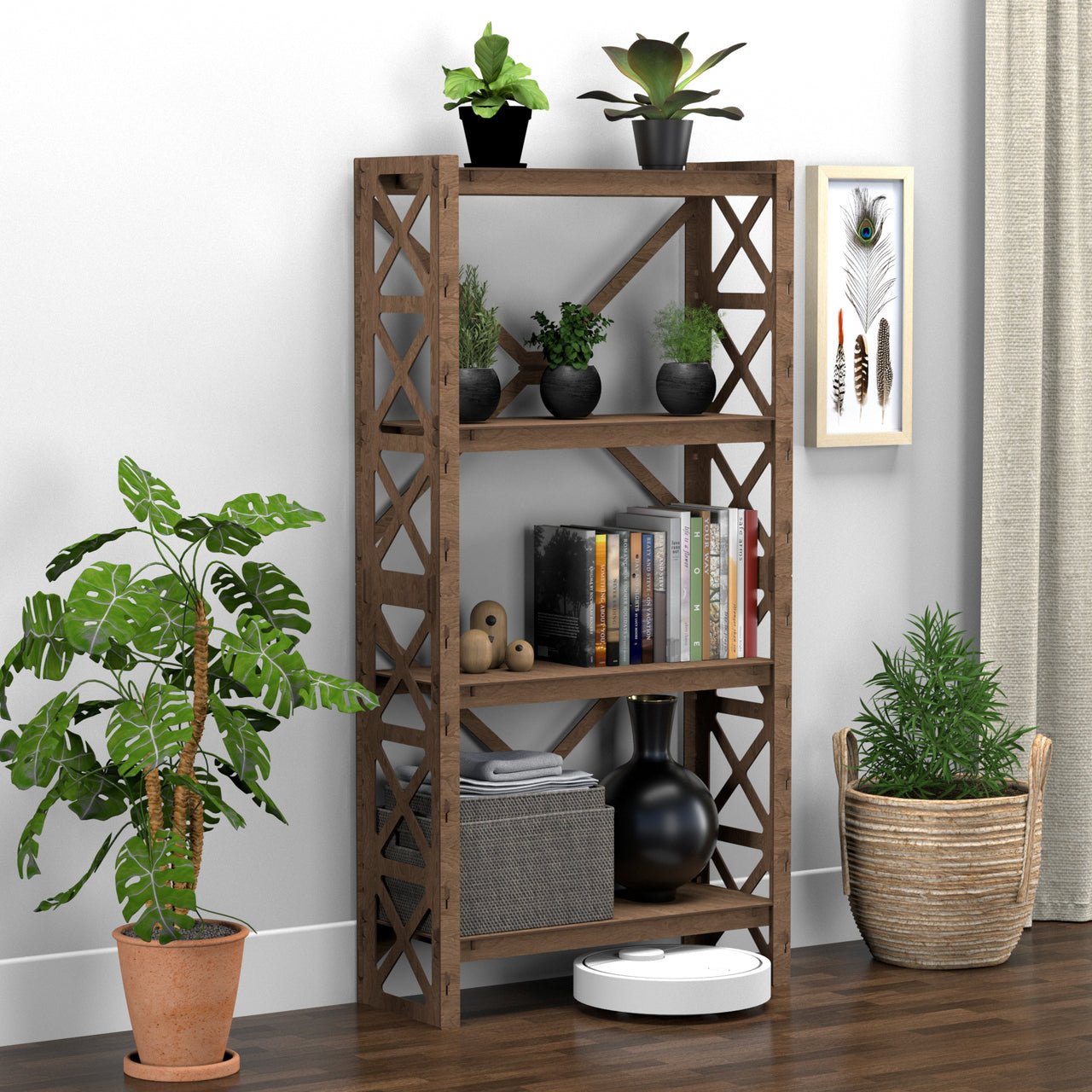 Provence Shallow X 4-tier Bookshelf Bookcase Shelving Unit