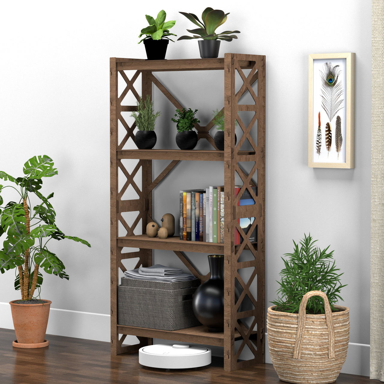 Provence Shallow X 4-tier Bookshelf Bookcase Shelving Unit