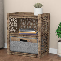 Thumbnail for Stones Bedside Table Nightstand 1 Drawer [1 LARGE GRAY BIN]