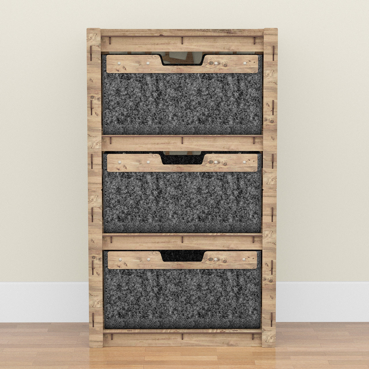 Stones Chest Of 3 Drawers Storage Cabinet [3 LARGE BLACK BINS]