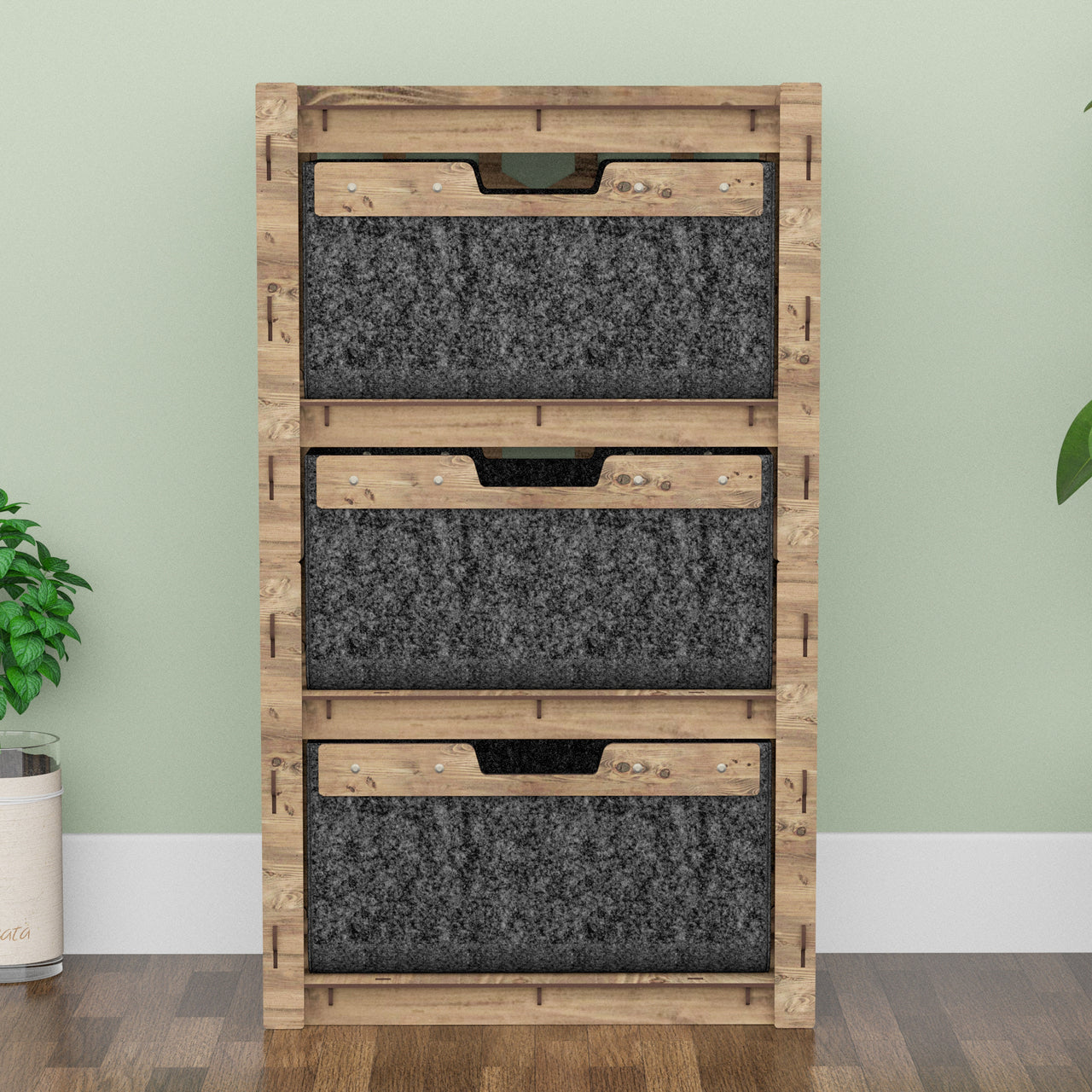 Honeycomb Chest Of 3 Drawers Storage Cabinet [3 LARGE BLACK BINS]