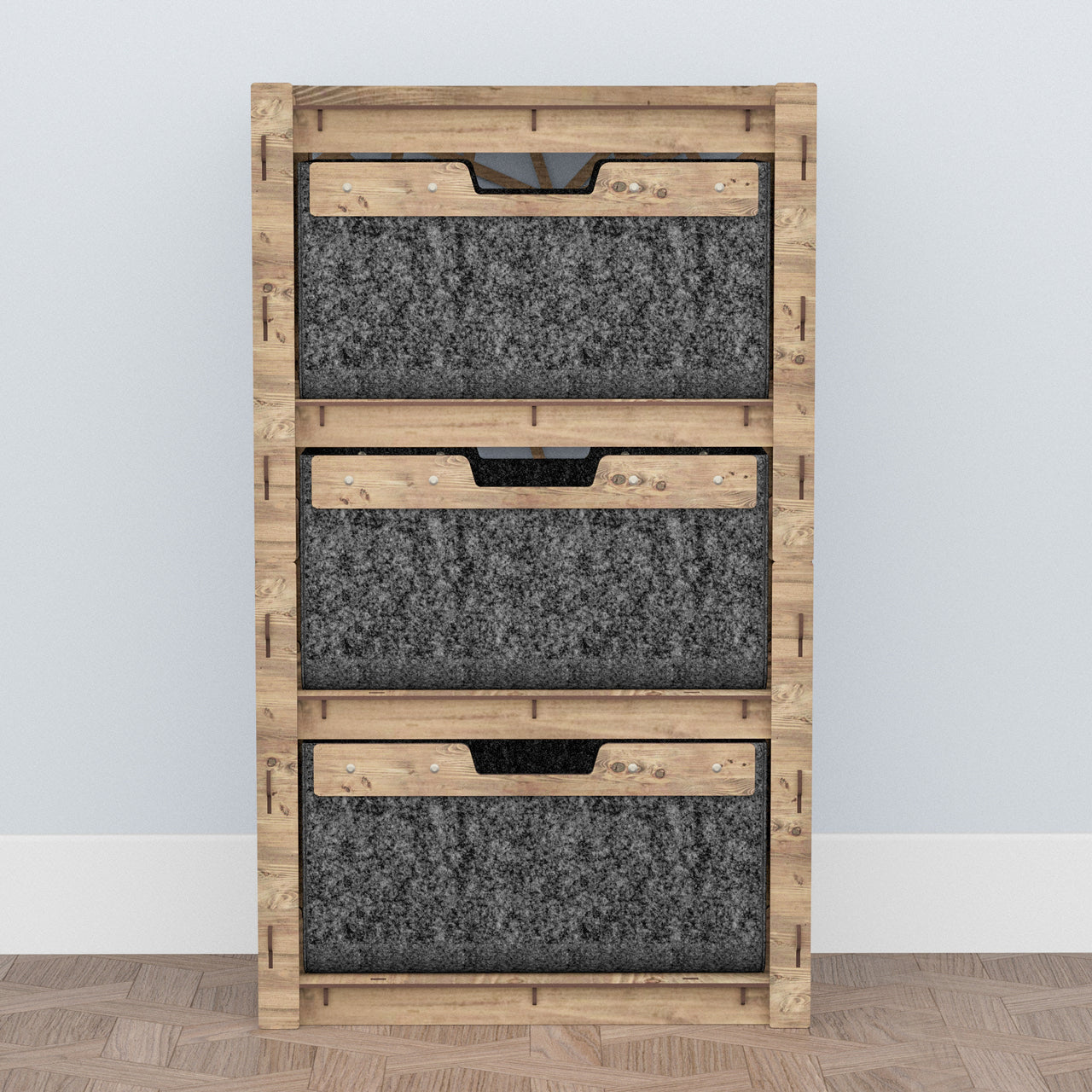 Crystals Chest Of 3 Drawers Storage Cabinet [3 LARGE BLACK BINS]