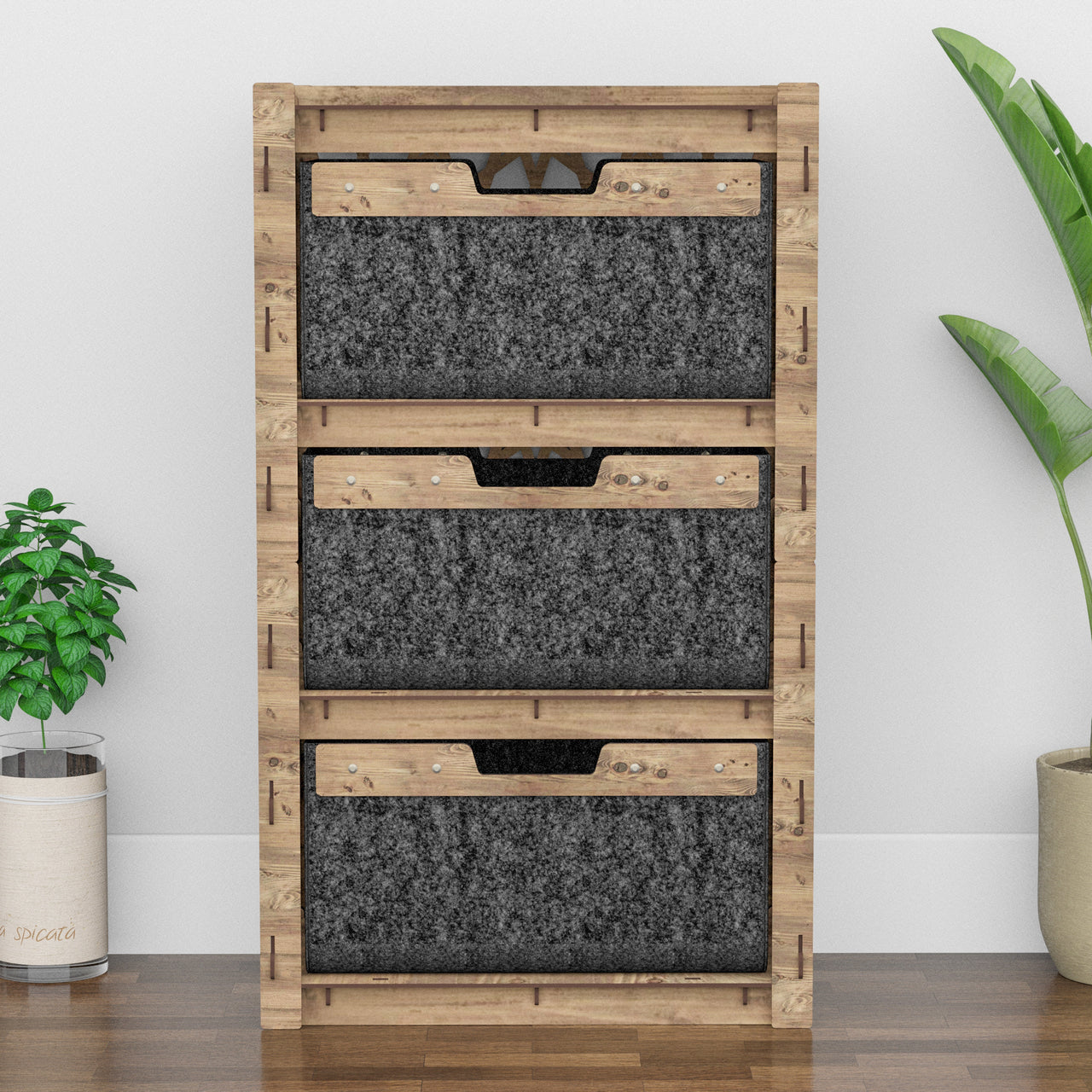 Arabic Chest Of 3 Drawers Storage Cabinet [3 LARGE BLACK BINS]