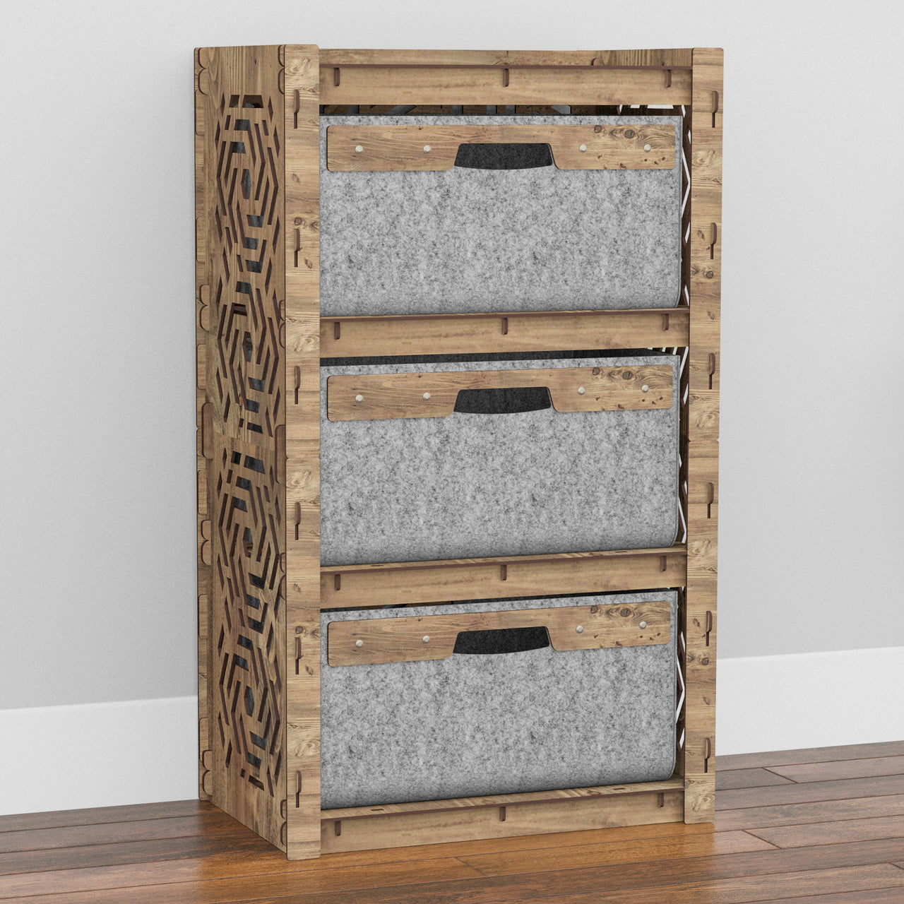 Solar Chest Of 3 Drawers Storage Cabinet [3 LARGE GRAY BINS]