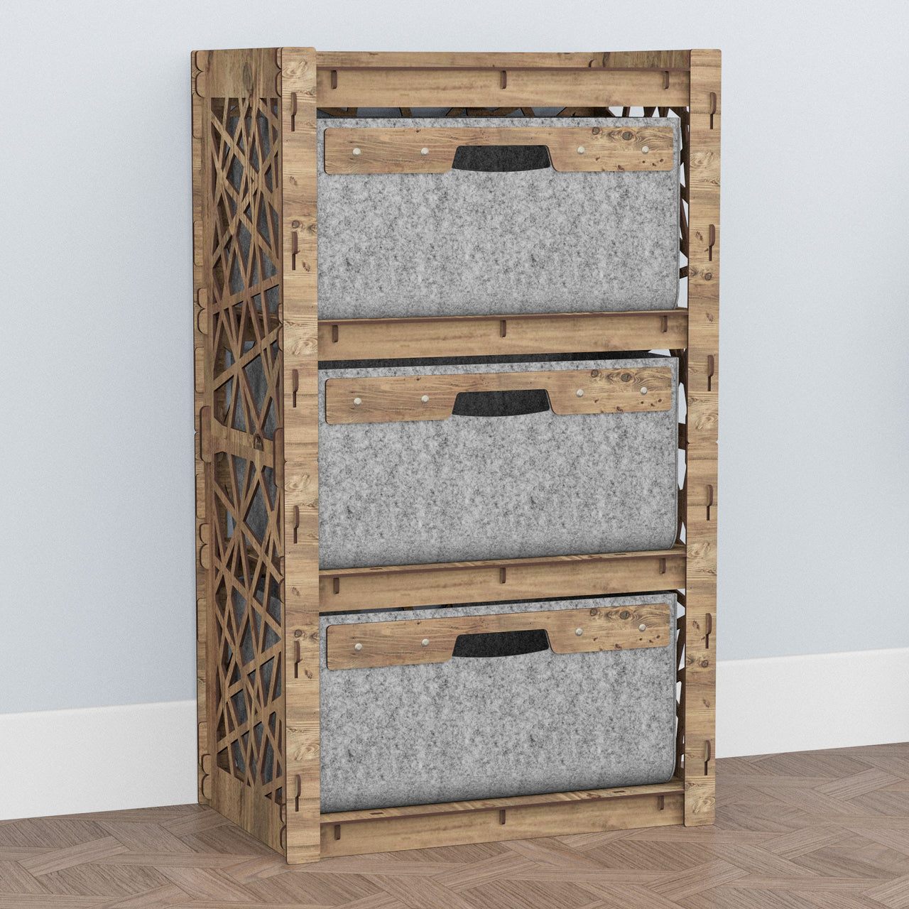 Crystals Chest Of 3 Drawers Storage Cabinet [3 LARGE GRAY BINS]