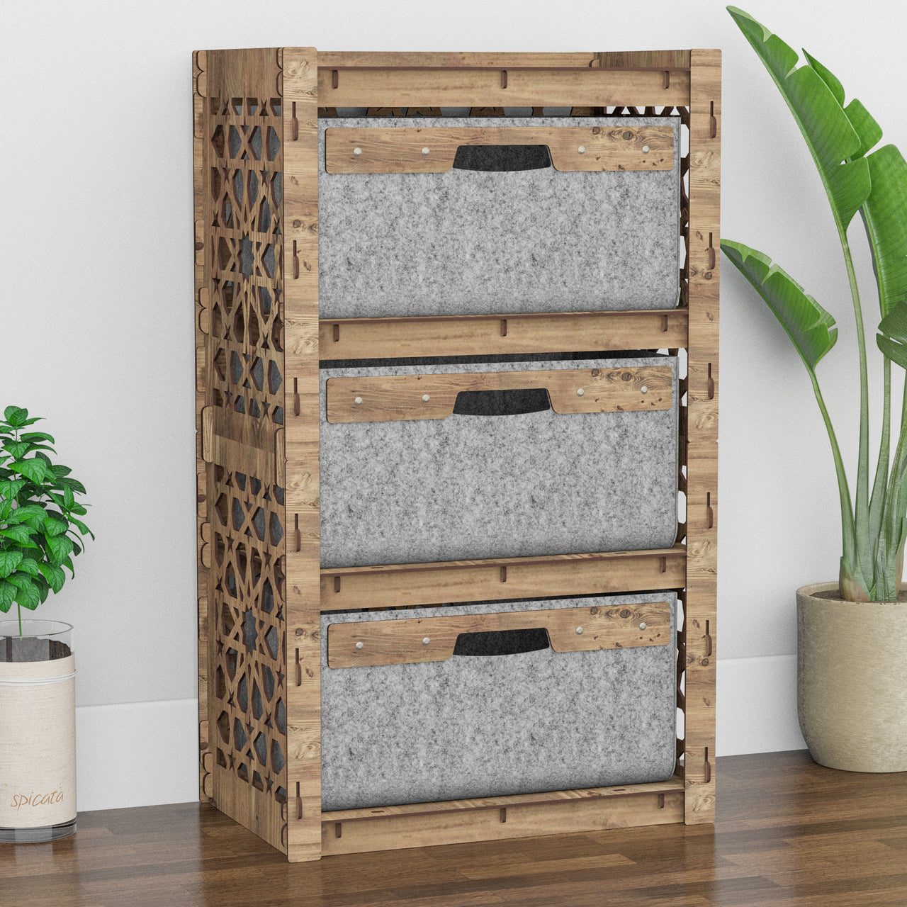 Arabic Chest Of 3 Drawers Storage Cabinet [3 LARGE GRAY BINS]