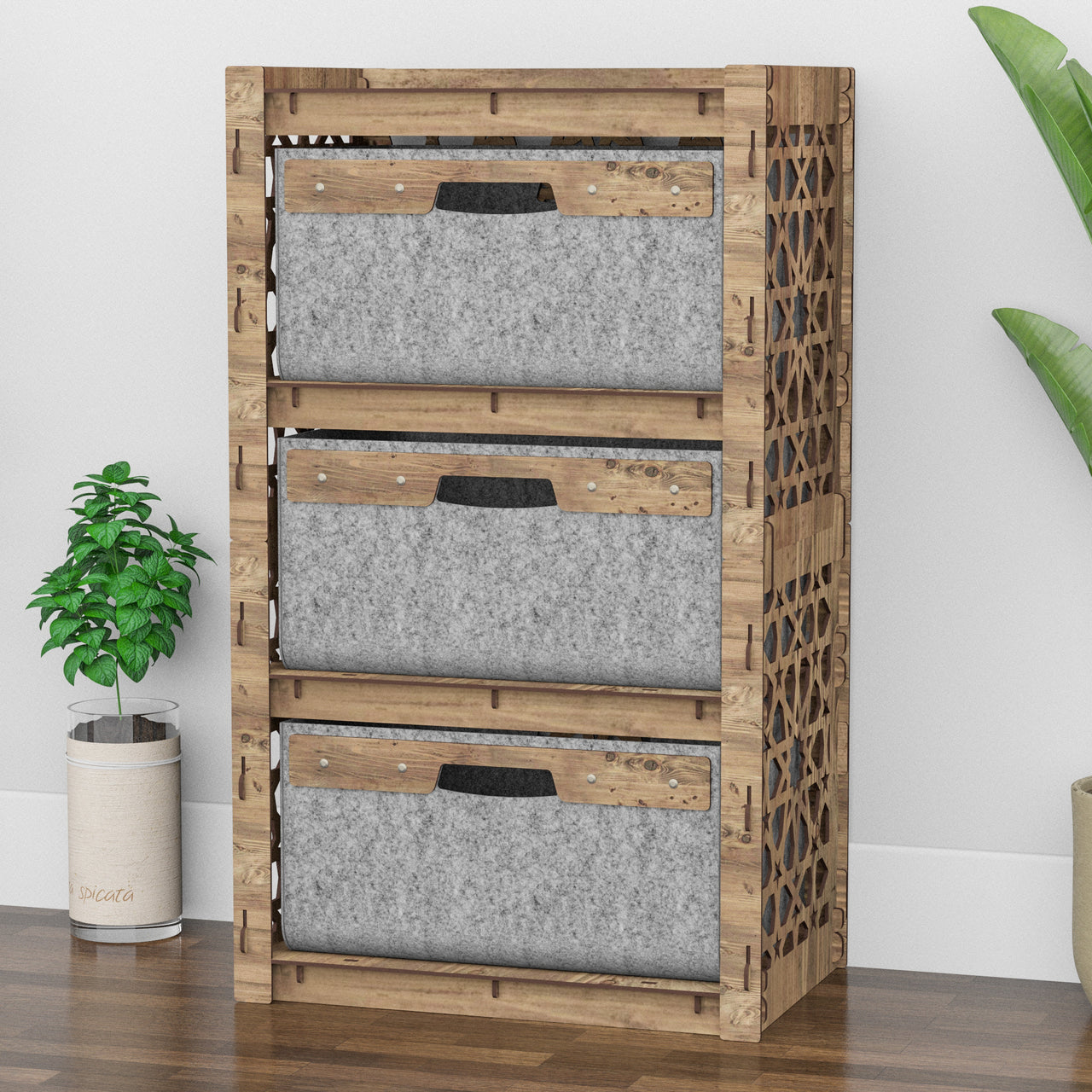 Arabic Chest Of 3 Drawers Storage Cabinet [3 LARGE GRAY BINS]