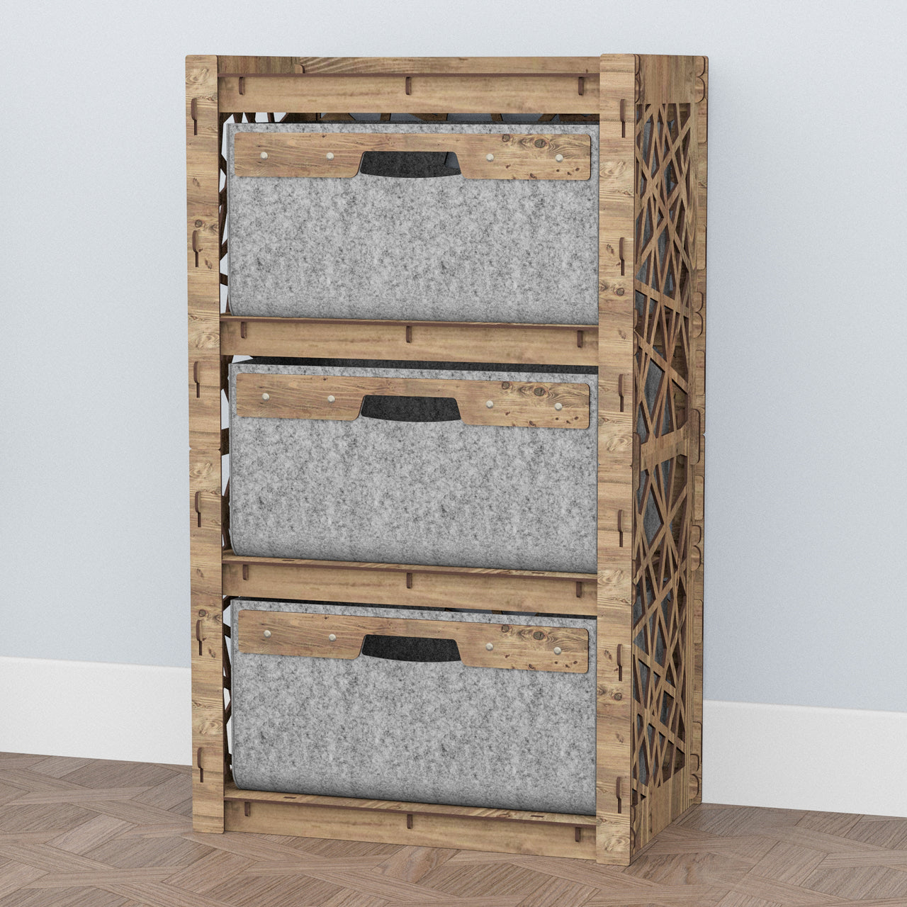 Crystals Chest Of 3 Drawers Storage Cabinet [3 LARGE GRAY BINS]