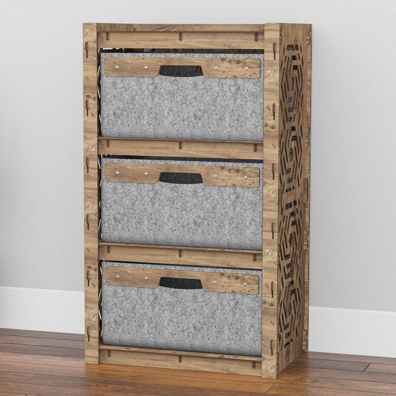 Solar Chest Of 3 Drawers Storage Cabinet [3 LARGE GRAY BINS]