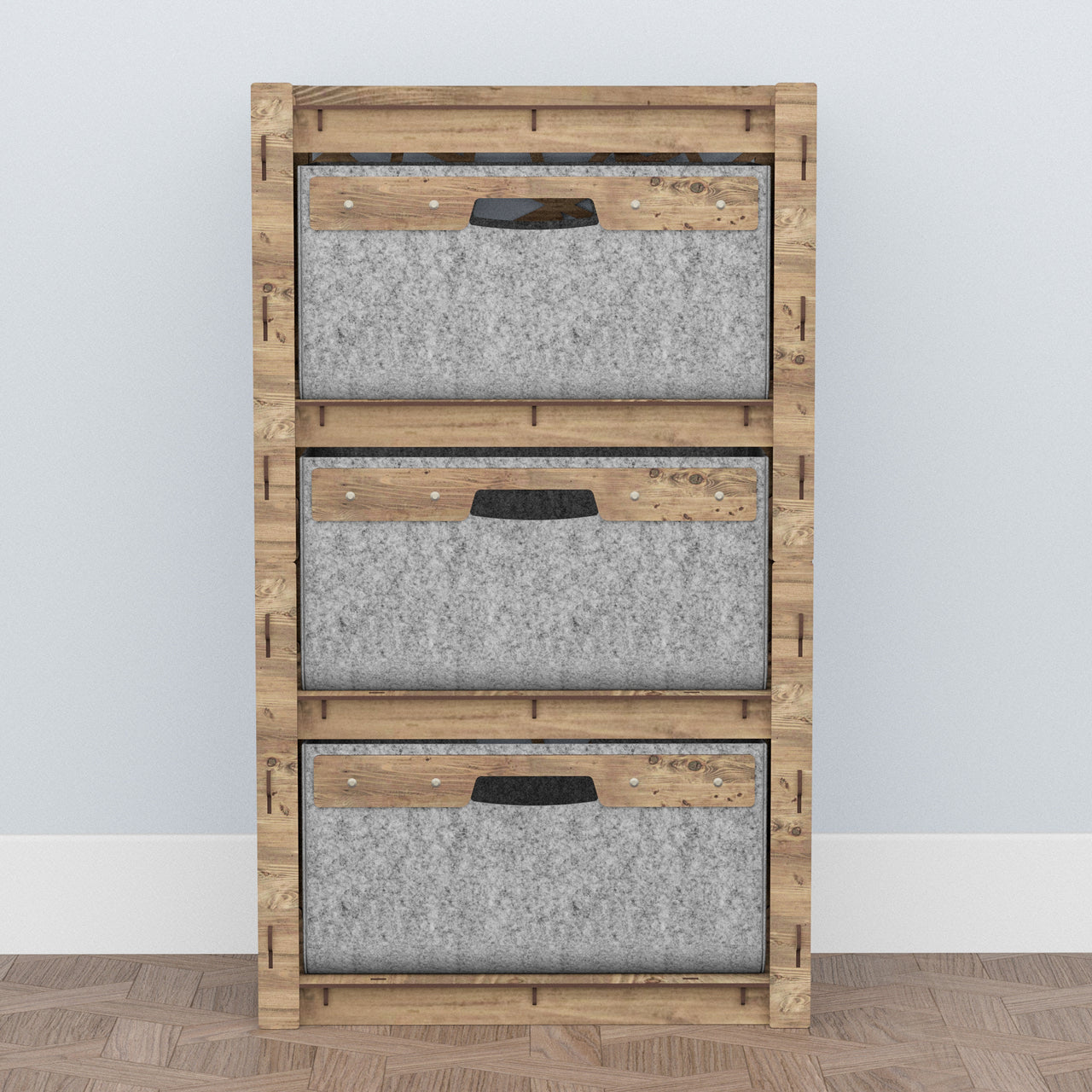 Crystals Chest Of 3 Drawers Storage Cabinet [3 LARGE GRAY BINS]