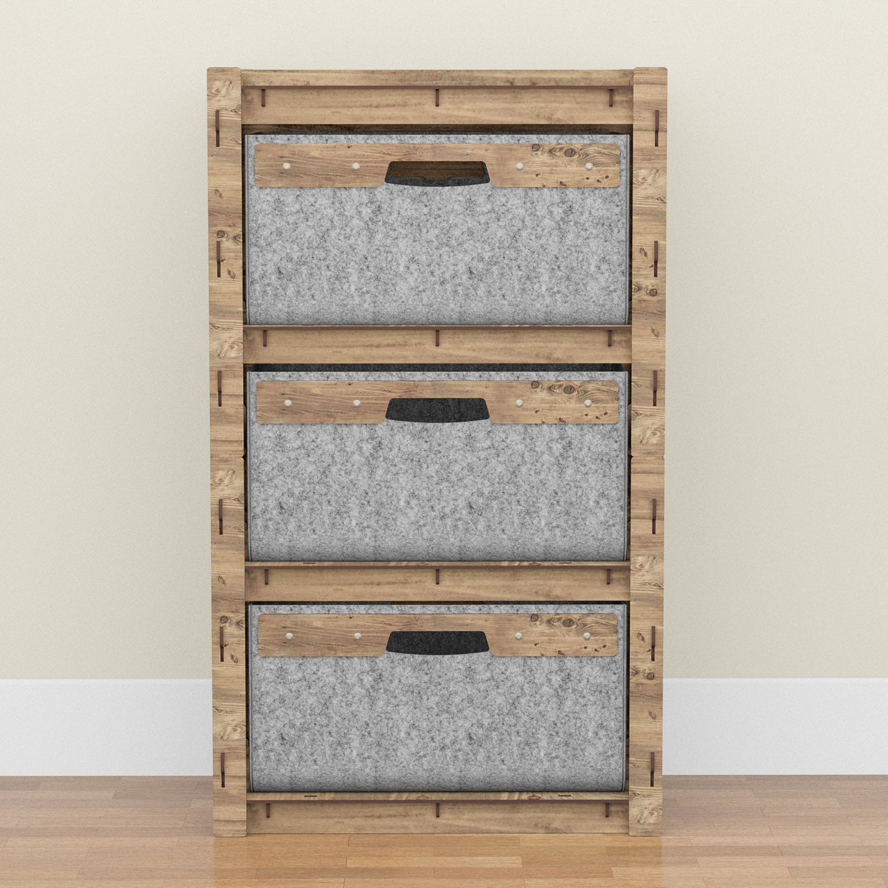 Brickwall Chest Of 3 Drawers Storage Cabinet [3 LARGE GRAY BINS]
