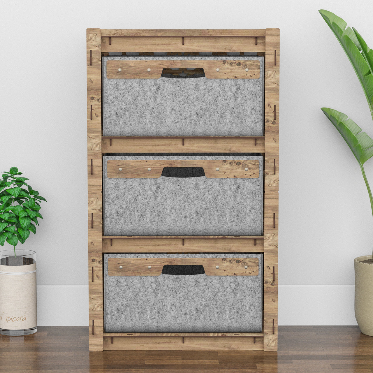 Arabic Chest Of 3 Drawers Storage Cabinet [3 LARGE GRAY BINS]