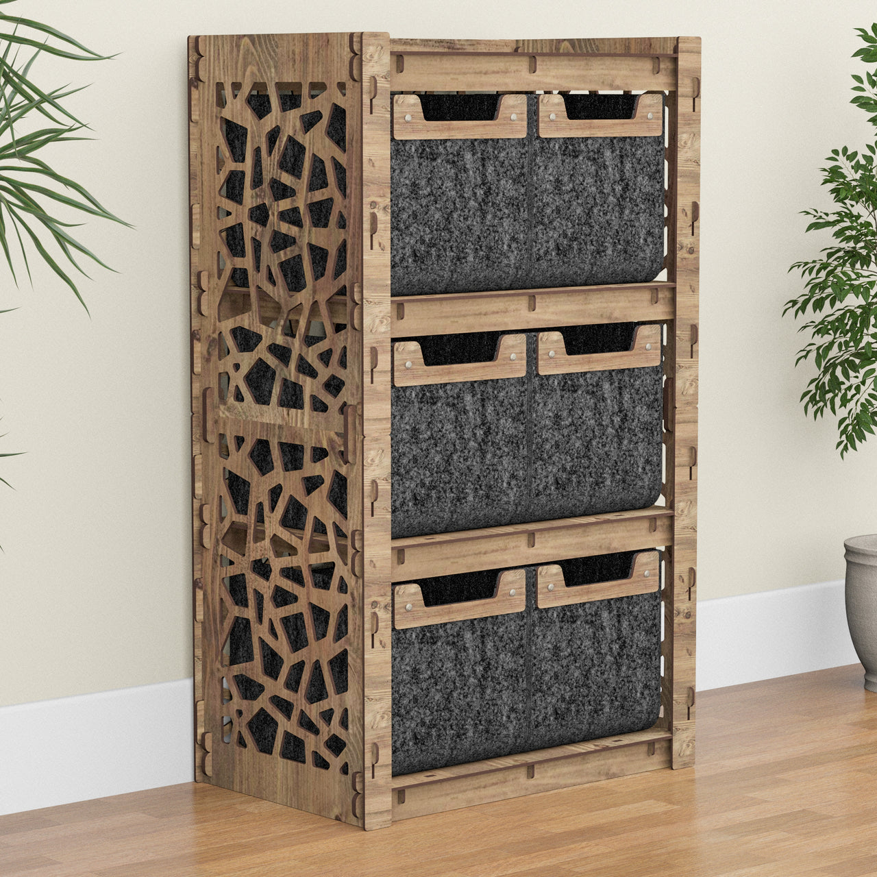 Stones Chest Of 6 Drawers Storage Cabinet [6 SMALL BLACK BINS]